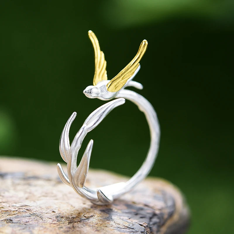 Little Swallow Chasing Willow Asymmetrical Ring