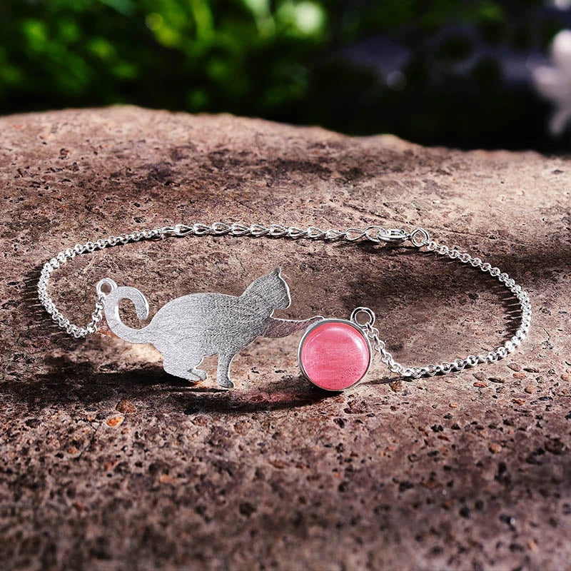 Playful Purrling Natural Gemstone Bracelet