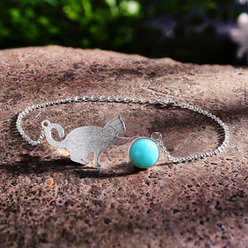 Playful Purrling Natural Gemstone Bracelet