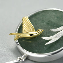 Swallow and Willow in Spring's Wind Aventurine Drop Earrings