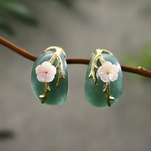 Jade Plum Blossom Stud Earrings