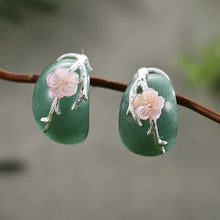Jade Plum Blossom Stud Earrings