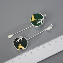 Swallow and Willow in Spring's Wind Aventurine Drop Earrings