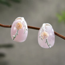 Jade Plum Blossom Stud Earrings