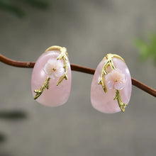 Jade Plum Blossom Stud Earrings