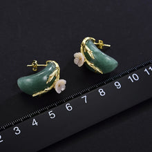 Jade Plum Blossom Stud Earrings