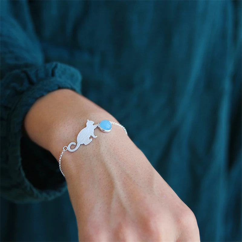 Playful Purrling Natural Gemstone Bracelet