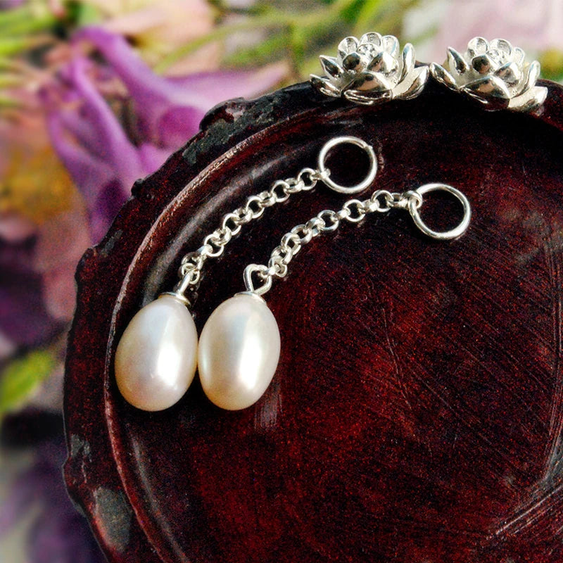 Water Droplet Lotus Drop Earrings