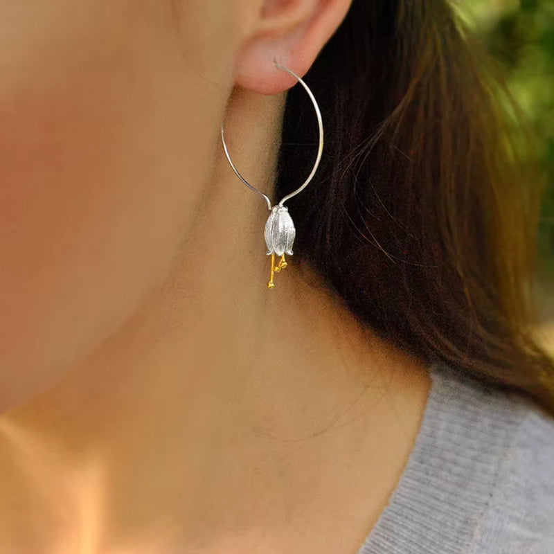Fresh Bell Flower Hoop Earrings