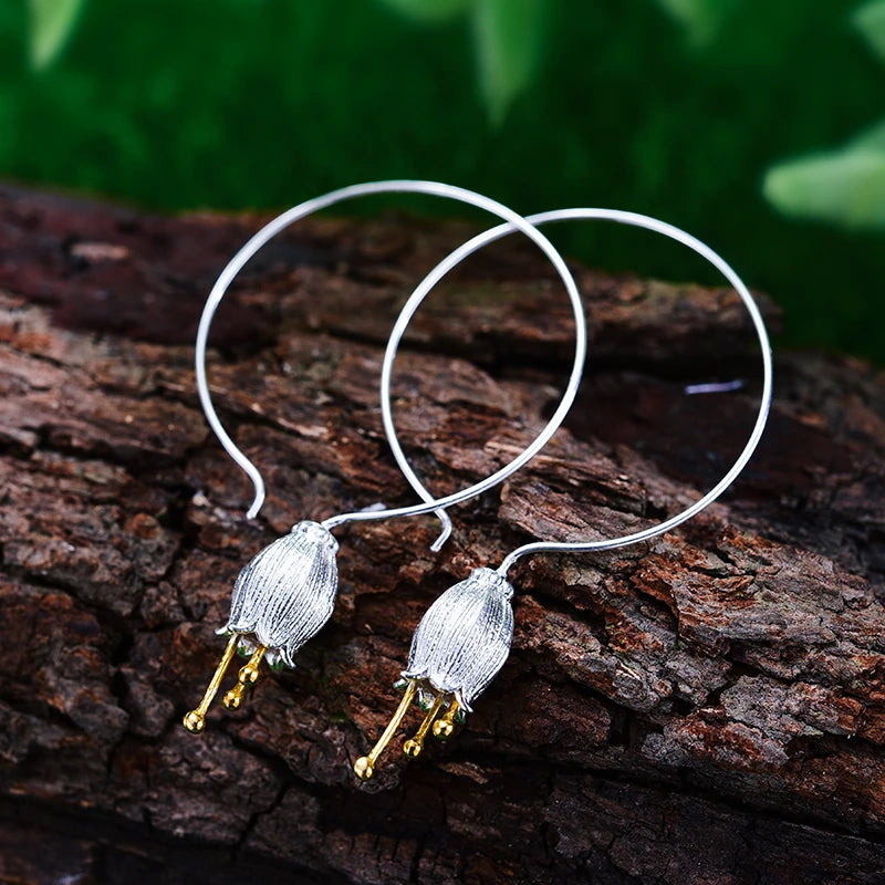 Fresh Bell Flower Hoop Earrings