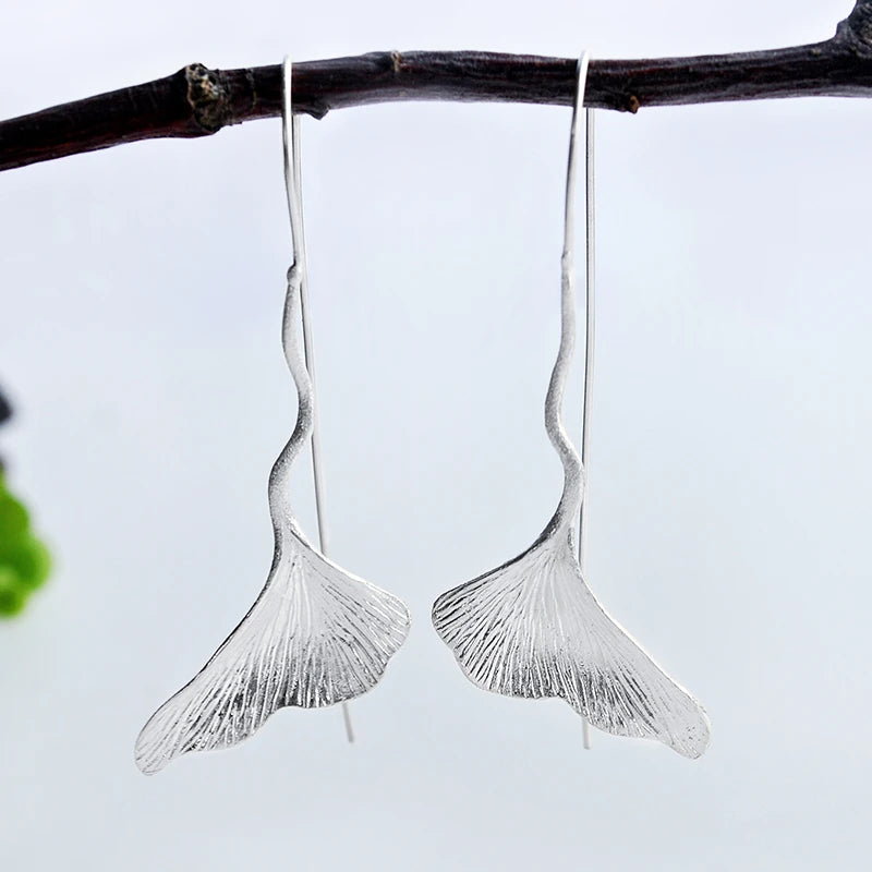 Ginkgo Leaf Drop Earrings