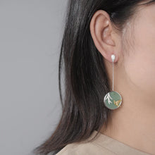 Swallow and Willow in Spring's Wind Aventurine Drop Earrings