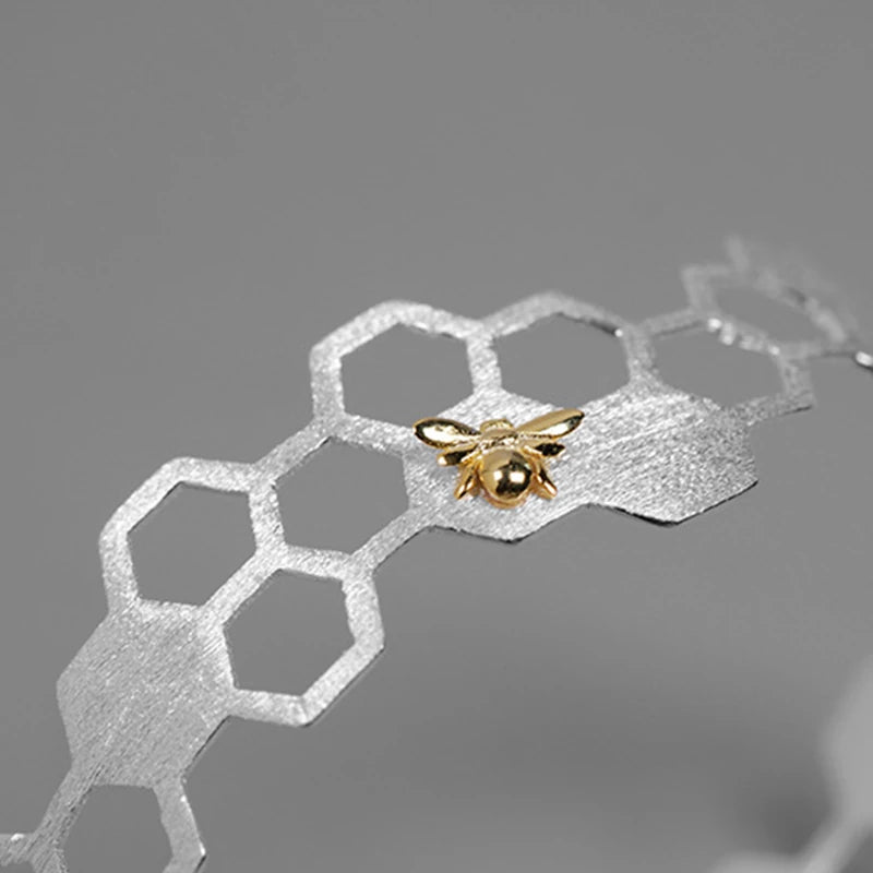 Golden Bee Honeycomb Bangle