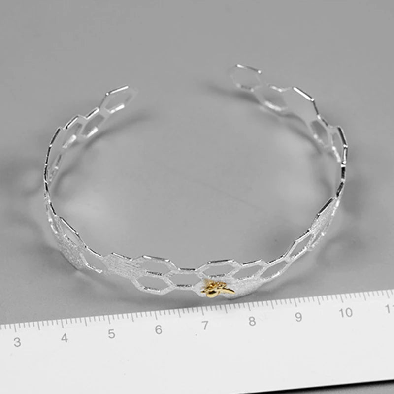 Golden Bee Honeycomb Bangle
