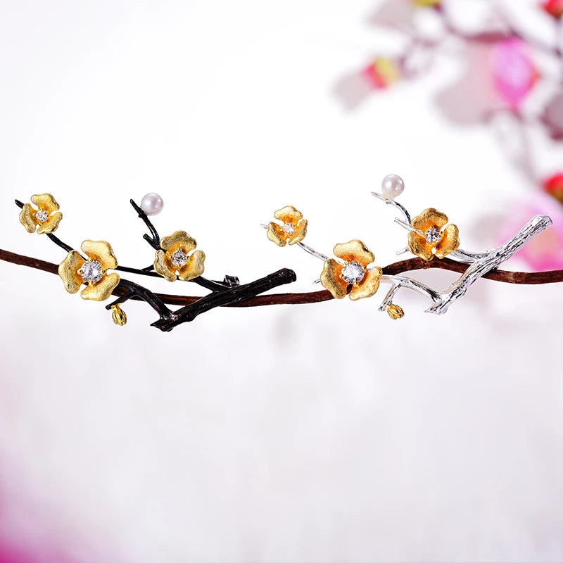 Golden Plum Bloom Brooch