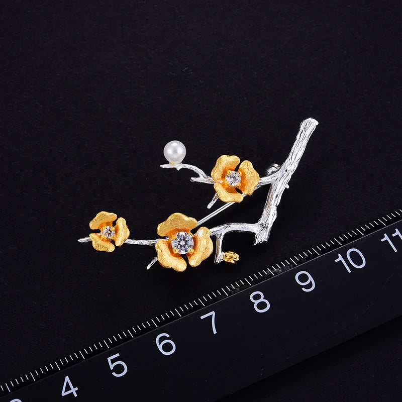 Golden Plum Bloom Brooch
