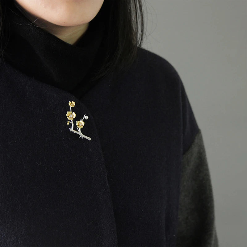 Golden Plum Bloom Brooch