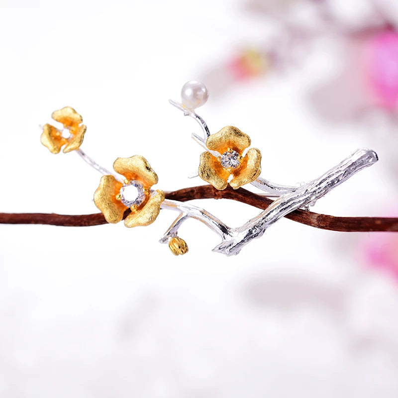 Golden Plum Bloom Brooch