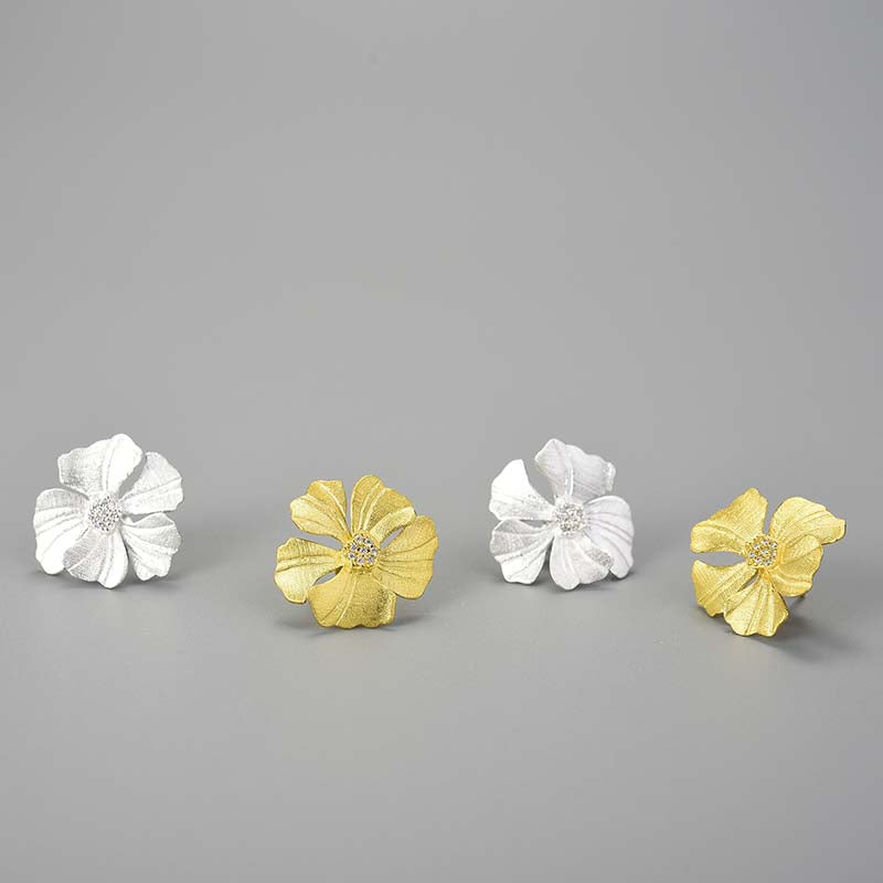 Golden Peony Stud Earrings