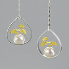 Bonsai Tree And Pearl Dangle Earrings