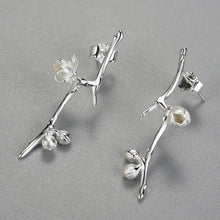 Plum Buds On A Branch Dangle Earrings