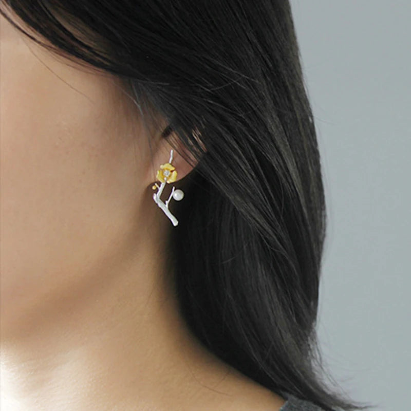 Golden Plum Bloom Earrings