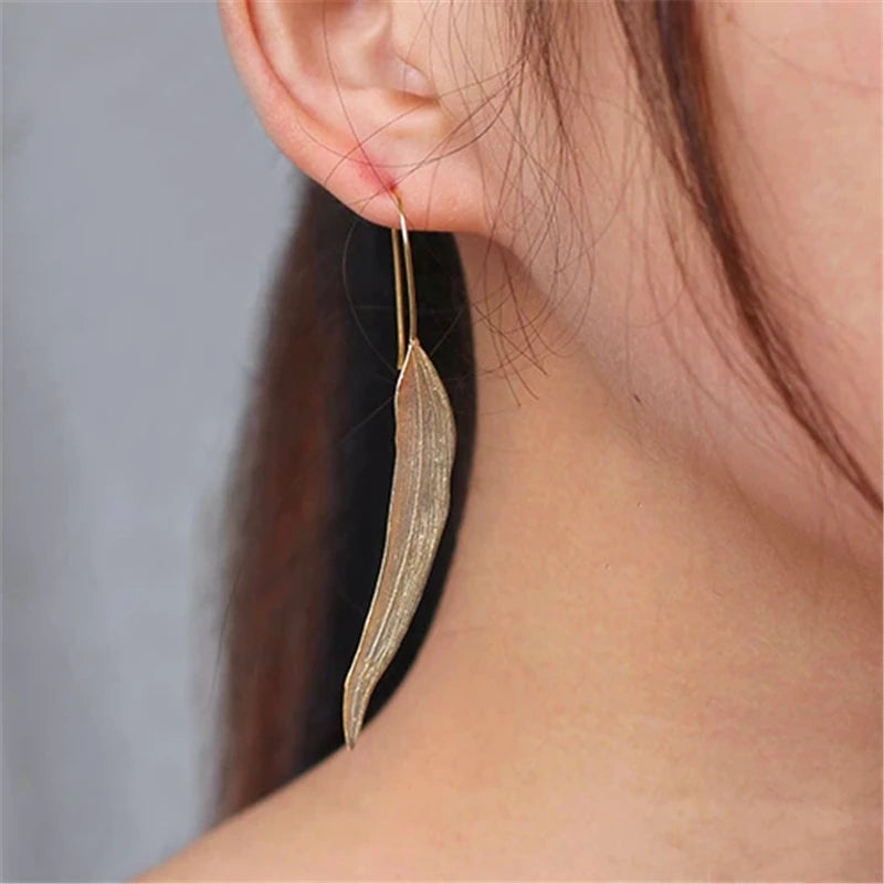 Eucalyptus Leaf Long Earrings