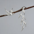 Swallow And Willow Branch Asymmetrical Earrings
