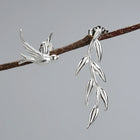 Swallow And Willow Branch Asymmetrical Earrings