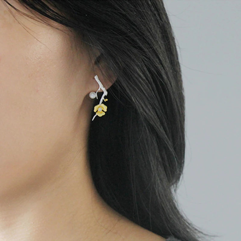 Golden Plum Bloom Earrings