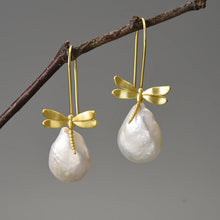 Natural Pearls Resting Dragonfly Earrings