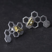 Golden Bee Honeycomb Earrings