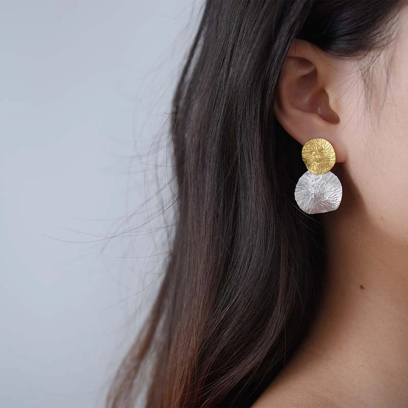 Double Lotus Leaves Drop Earrings
