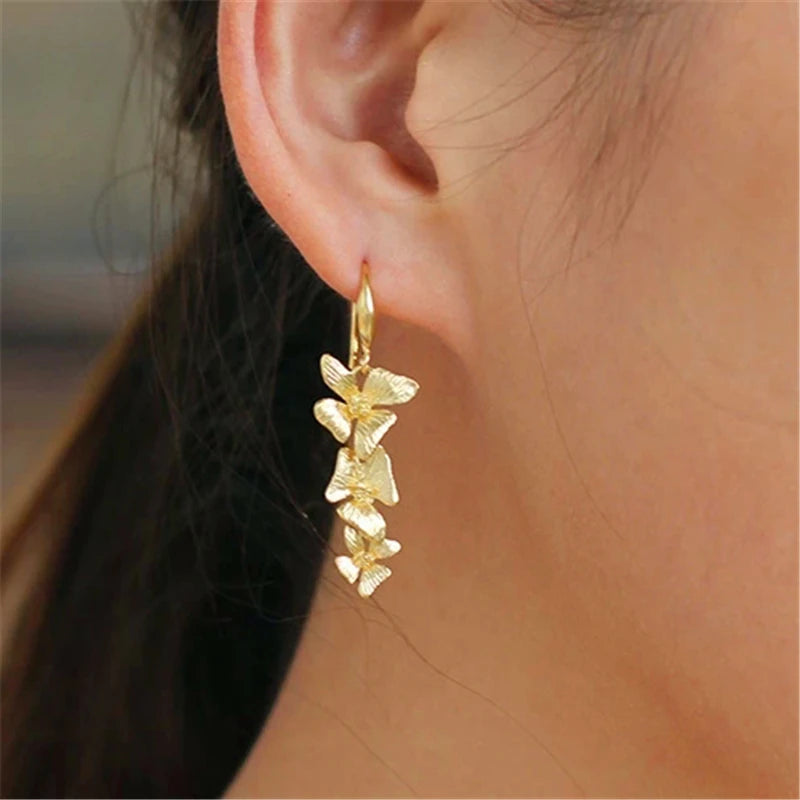 Triple Petal Drop Earrings