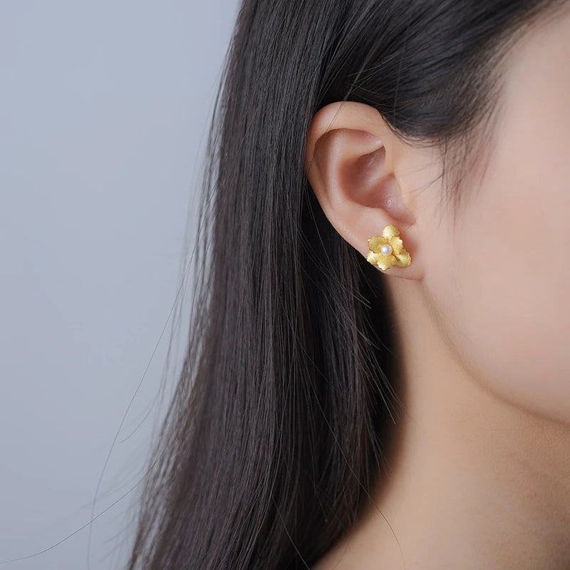 Delicate Begonia Flower Stud Earrings