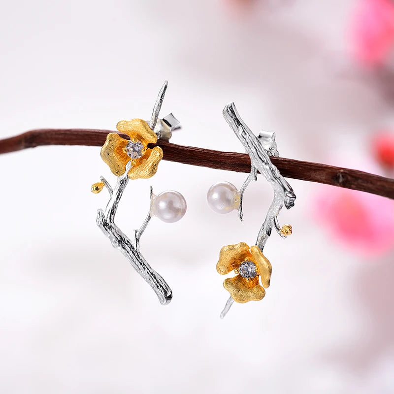Golden Plum Bloom Earrings