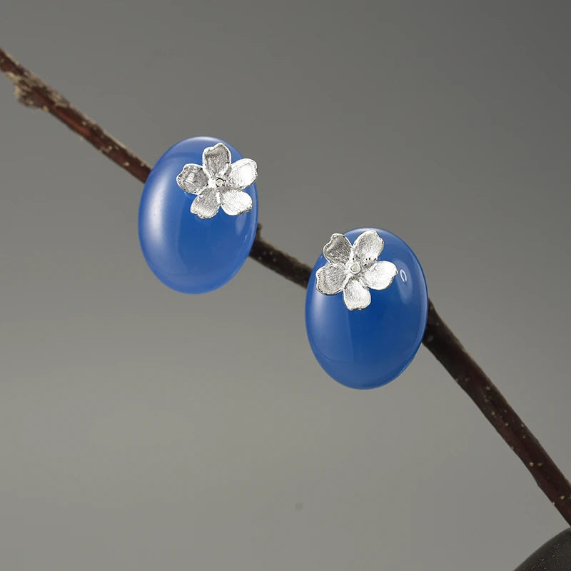 Forget Me Not Agate Stud Earrings