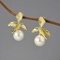 Golden Orchid Dew Drops Earrings