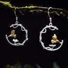 Little Bird Having A Sip Drop Earrings