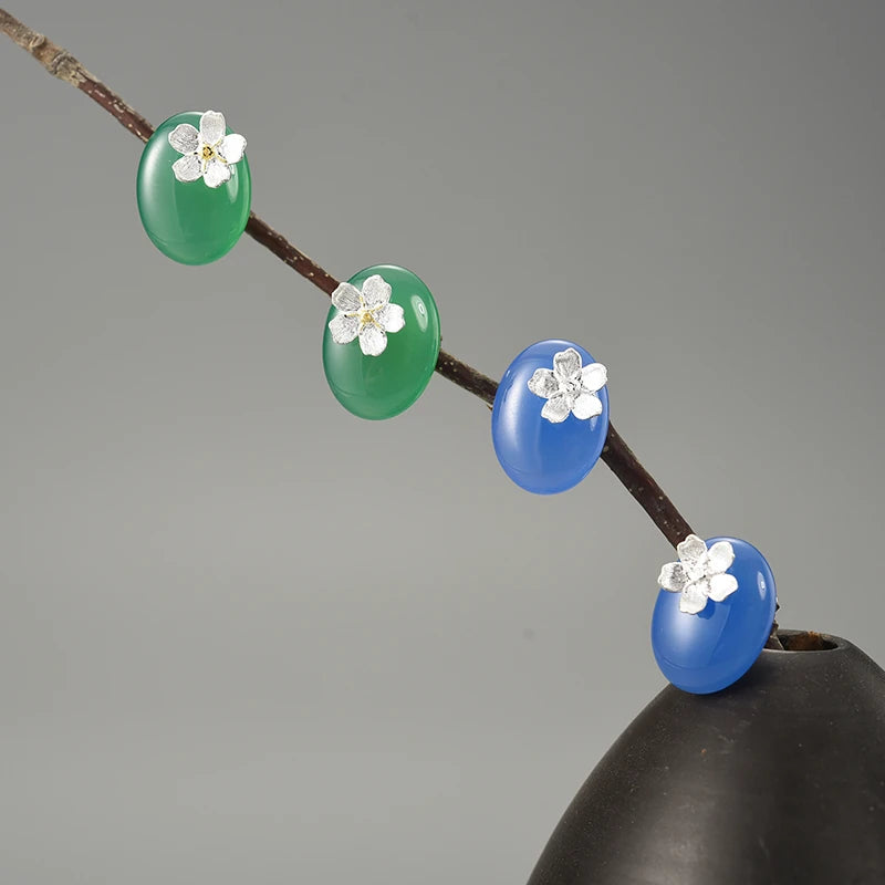 Forget Me Not Agate Stud Earrings