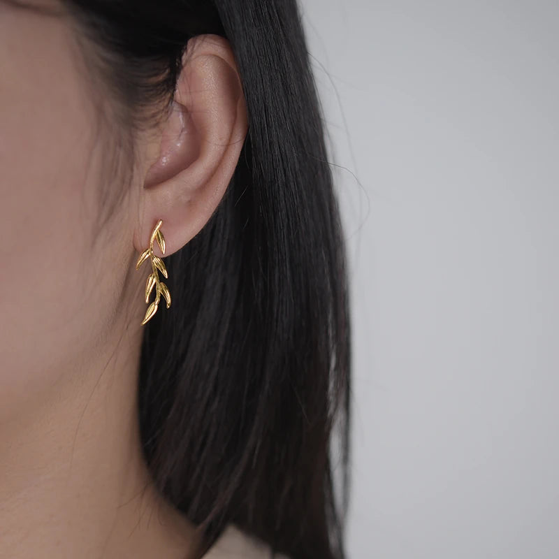 Swallow And Willow Branch Asymmetrical Earrings