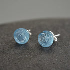 Ocean Blue Rose Stud Earrings