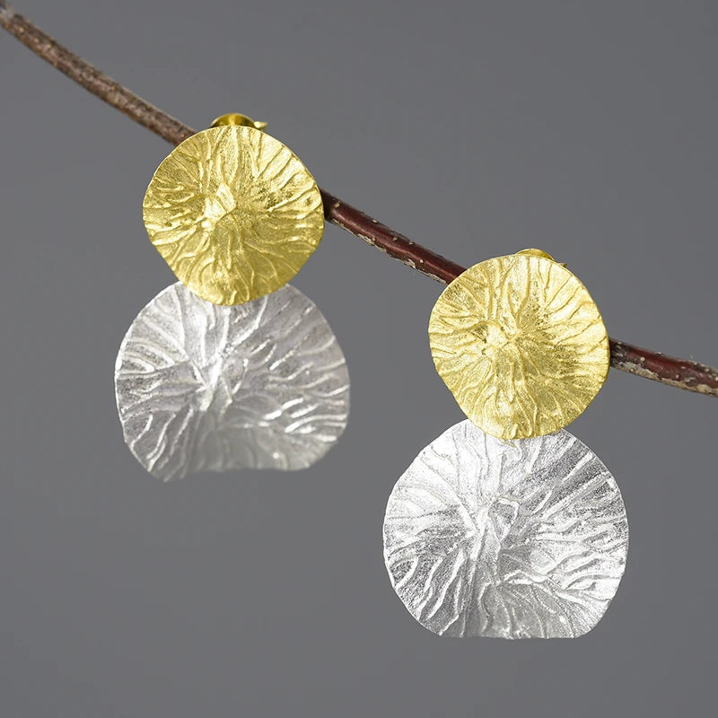Double Lotus Leaves Drop Earrings