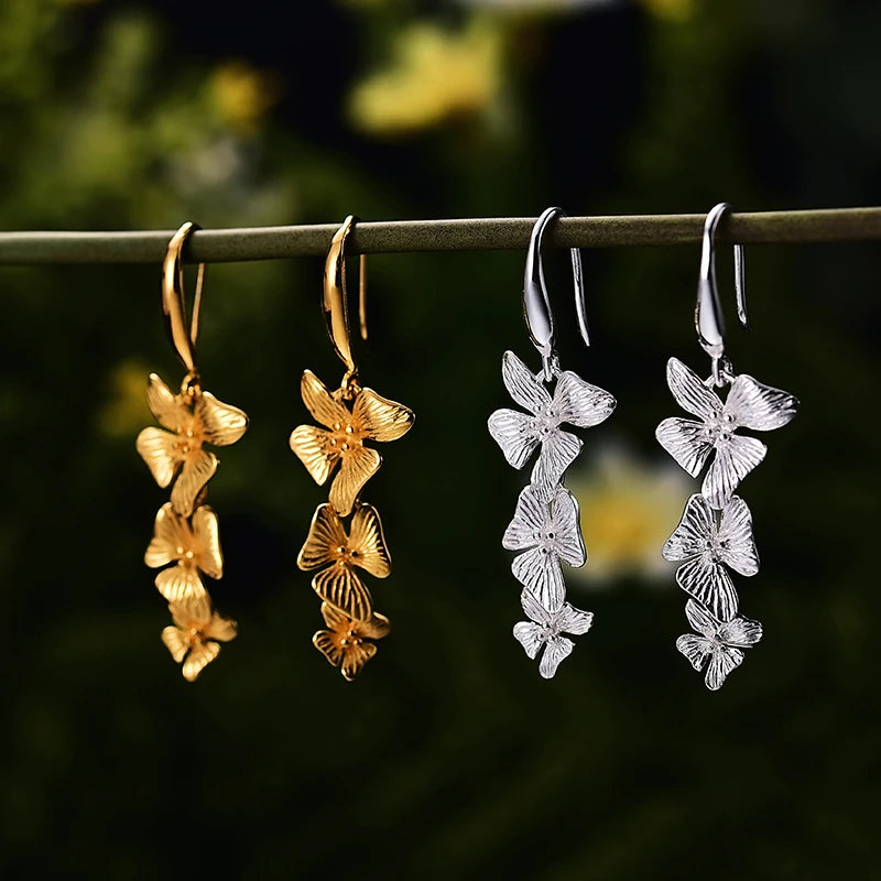 Triple Petal Drop Earrings