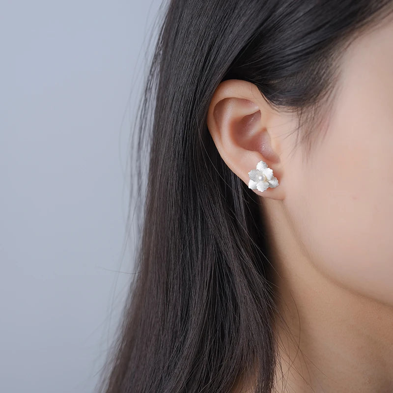Delicate Begonia Flower Stud Earrings