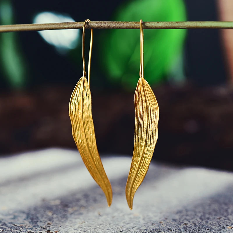Eucalyptus Leaf Long Earrings