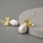 Natural Pearls Resting Dragonfly Earrings