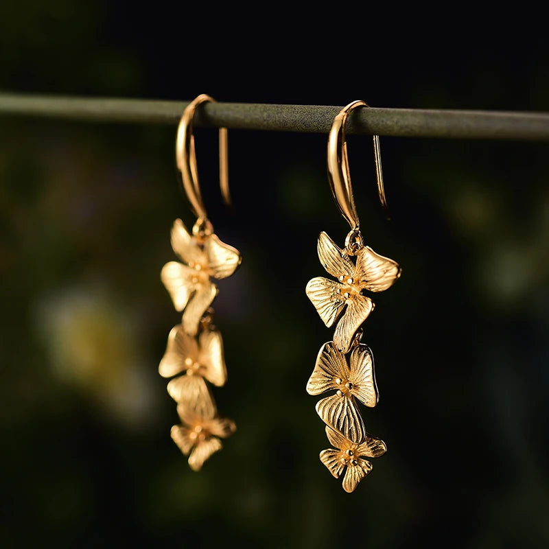 Triple Petal Drop Earrings