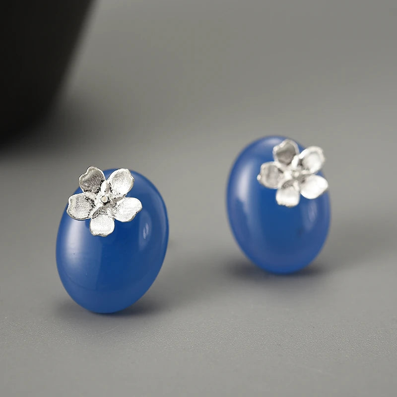 Forget Me Not Agate Stud Earrings