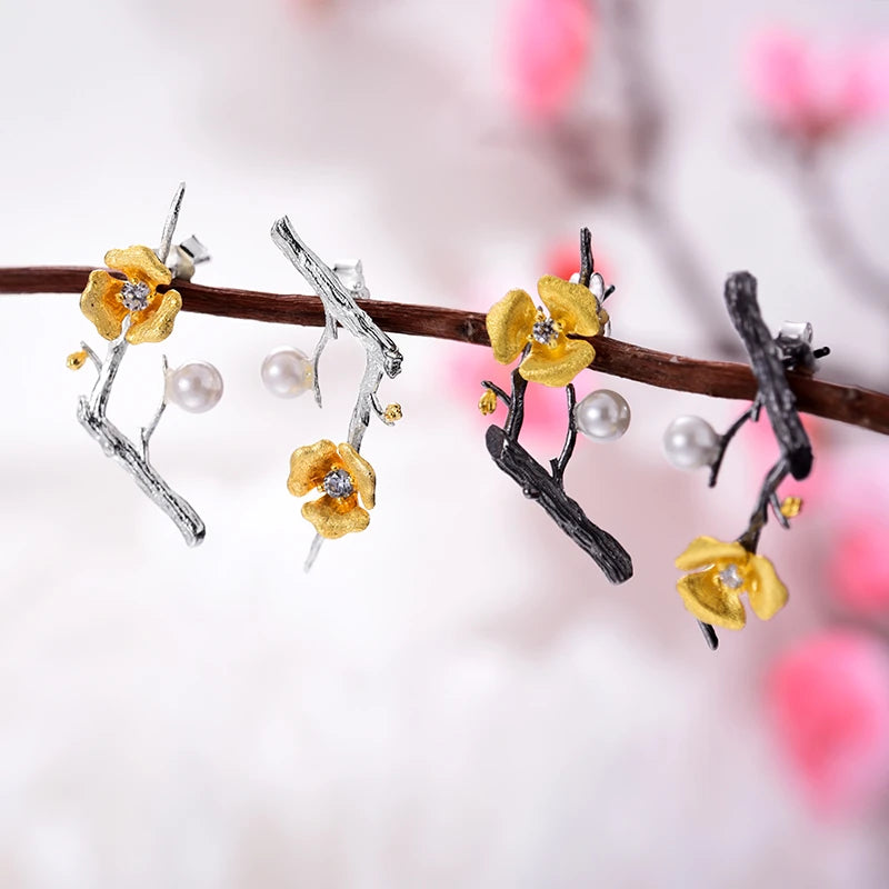 Golden Plum Bloom Earrings
